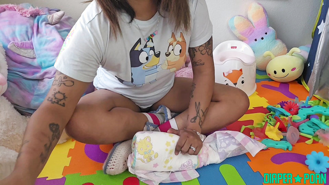 DiaperedSkylar - Sexy Babe Skylar Desperately Hold Her Bladder in Tykables Diapers