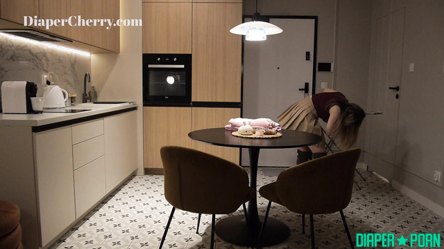 Cherry grinding in diaper while doing chores, moaning loud - Diaper Cherry