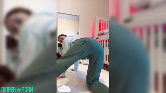 Redhead moaning loud as diaper leaks under tattooed skin - Sophie Little