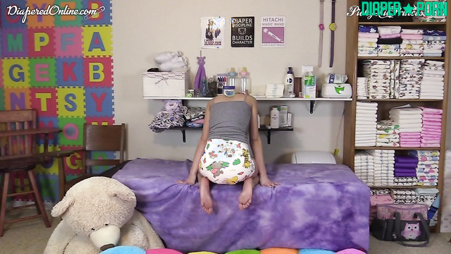 Brunette Pookie gets enema relief in age regression threesome - Diapered Online Clip Store