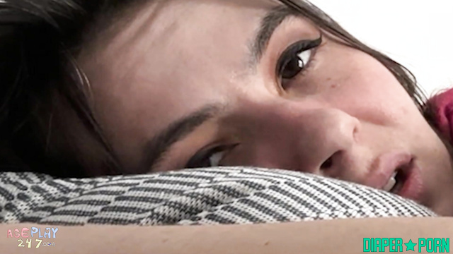 Brunette POV, toy buzzing in soaked diaper - Ageplay 247