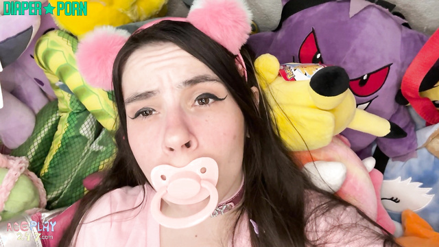 Brunette POV, toy buzzing in soaked diaper - Ageplay 247