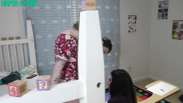 Brunette mommy milking and diapered in regression play - TheABDaycare