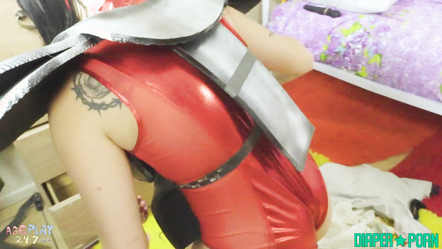 Brunette in cosplay grinding vibrator in ageplay - Ageplay 247