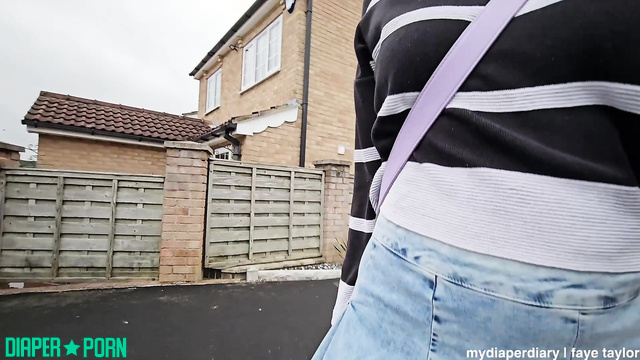 Upclose POV: Walking with a Pampers Peek Under Skirt - DiaperFaye