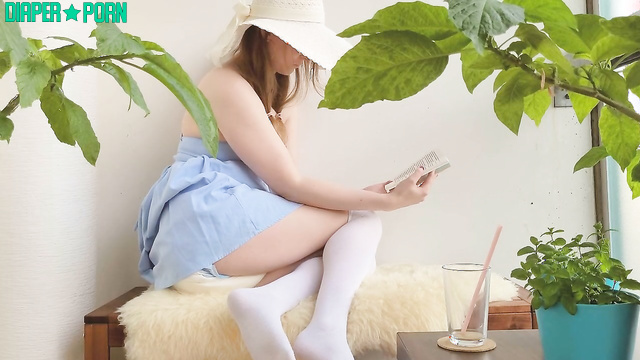 Blonde in regression, solo on balcony with long socks - Little Lady Lumi
