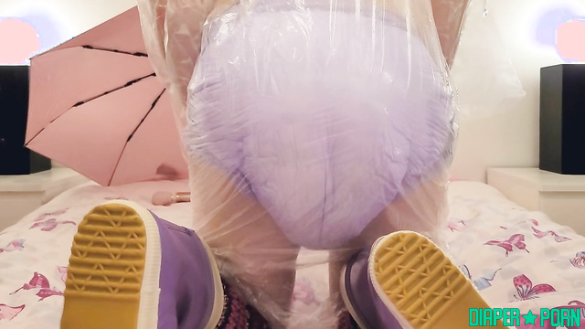 Sex toy play under raincoat, nappy wet - Little Lady Lumi