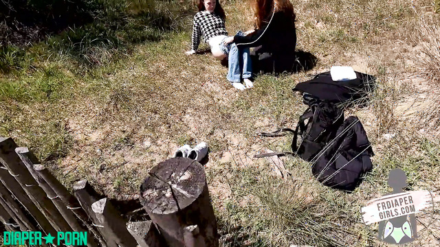 FRDiapergirls - Girls pissing in their pampers outdoors