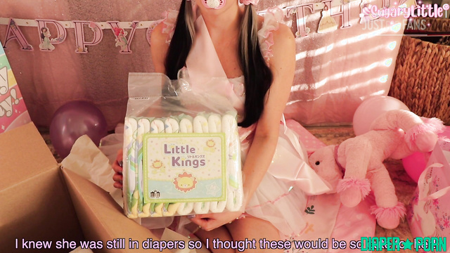 Sugary Little - Horny babe plays with teddy bear on her birthday