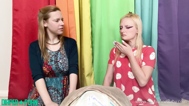 SashaAndBaby - Two blondes change my smelly diaper