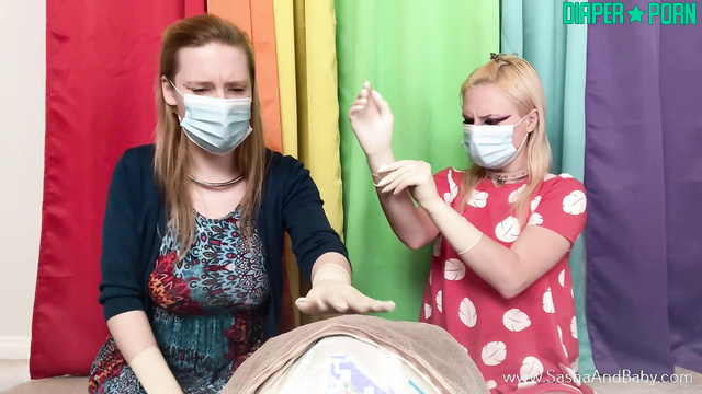 SashaAndBaby - Two blondes change my smelly diaper