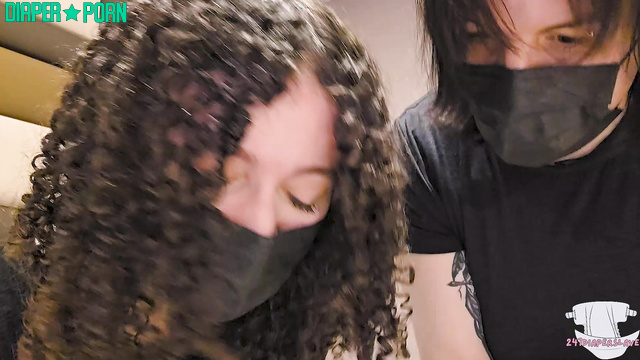 Diaper Slave Harley - Two dominatrixes change your dirty diaper (pov)