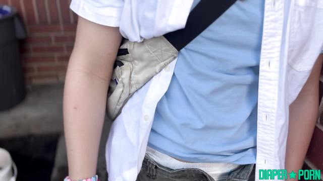 Ginger ABDL - Awesome fuck in diapers and dress (bathroom tape)