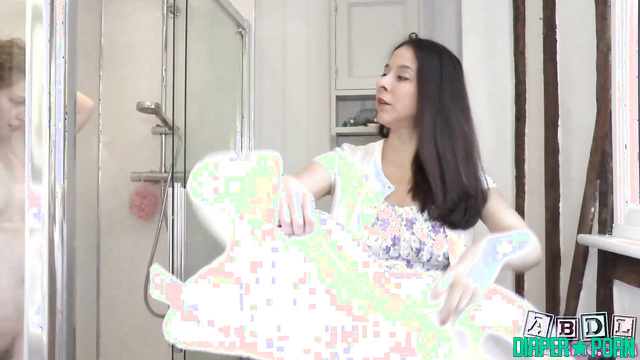ABDL Spanking - Babysitter showered her dirty and wet ass (Willow)