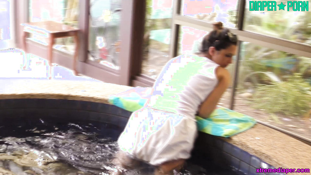 Adultbabies - Sexy in a thick cloth pampers fooling around in the spa