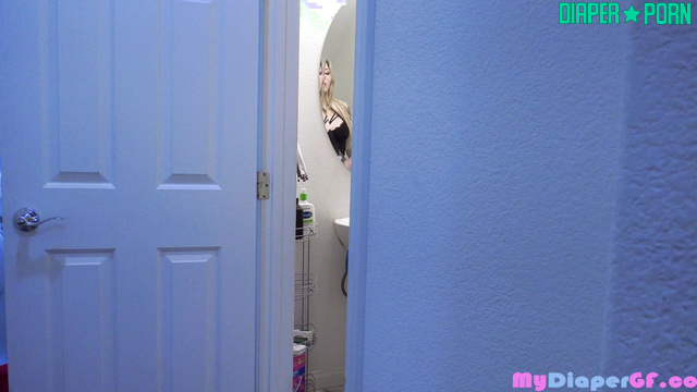 My Diaper Girlfriend - Blonde likes to walk around the house in diaper
