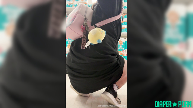 PaddedkittenVuittQn - Walking around the store in short shorts and a pampers