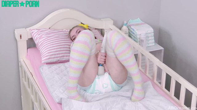 ABDreams - Multicolored hair beauty enjoying a solo session on the changing table