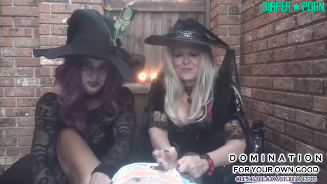 Domination For Your Own Good - Funny witches changed his diaper