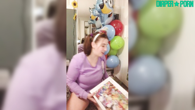 liddlestflora - Birthday girl showed off her gifts in a diaper