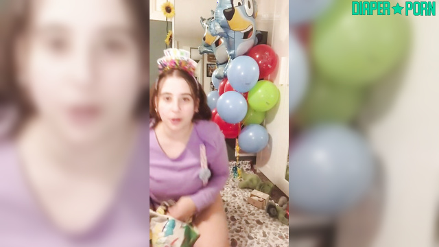 liddlestflora - Birthday girl showed off her gifts in a diaper