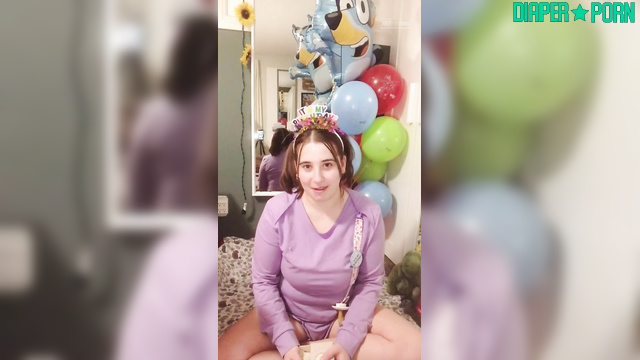 liddlestflora - Birthday girl showed off her gifts in a diaper